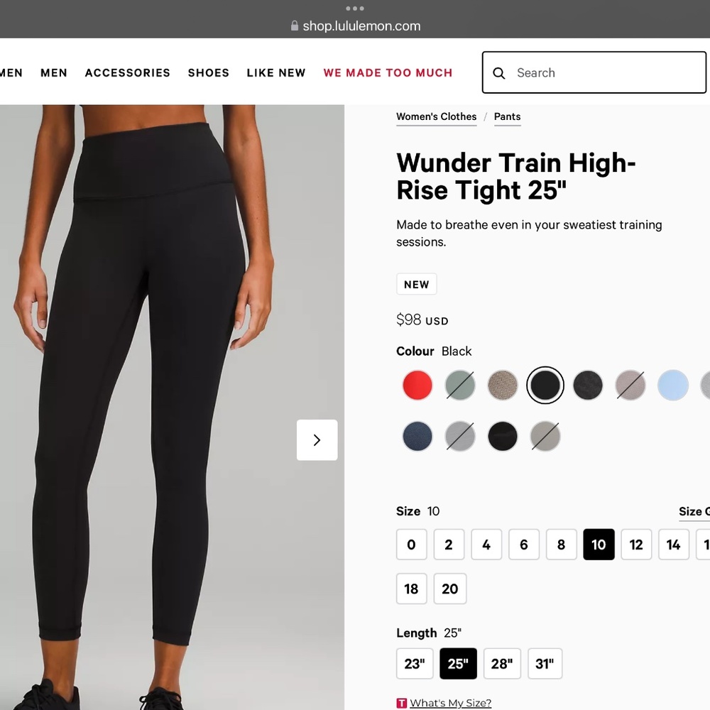 Lululemon Wunder Train Tights Size 10